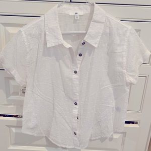 BP white short sleeve button down blouse size S